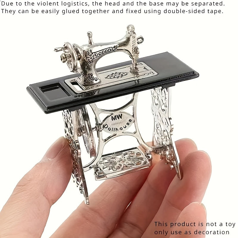 1pc Adorno Vintage de Mini Máquina de Coser de Metal, Coleccionable Decorativo para Uso Interior y Exterior, Creativo, Adornos de Colección