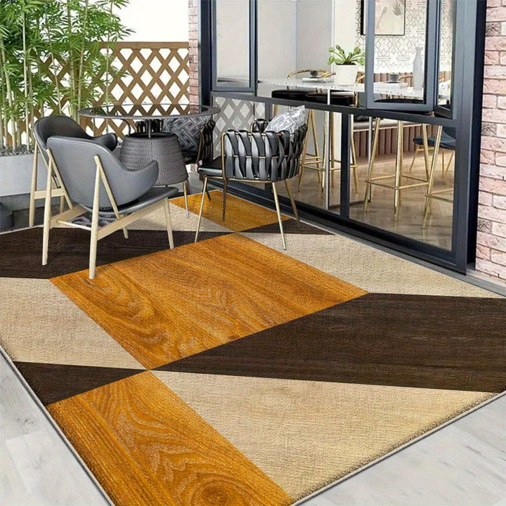 Alfombra de Lujo Antideslizante con Estampado Geométrico Moderno en Terciopelo/852g/m², Diseño Floral - Bajo Pile, Lavable a Máquina, Ideal para Exteriores, Comedor y Camping - Forma Rectangular, Ligera, Tejido de Vellón Grueso
