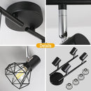 1pc HIMGOR Industrial Luz de techo de montaje semibrillo de 4 luces, jaula de metal negro con base E14, diseño desmontable para dormitorio, sala de estar y comedor - No incluye bombillas, incluye accesorios de instalación, lámpara de techo para sala de e
