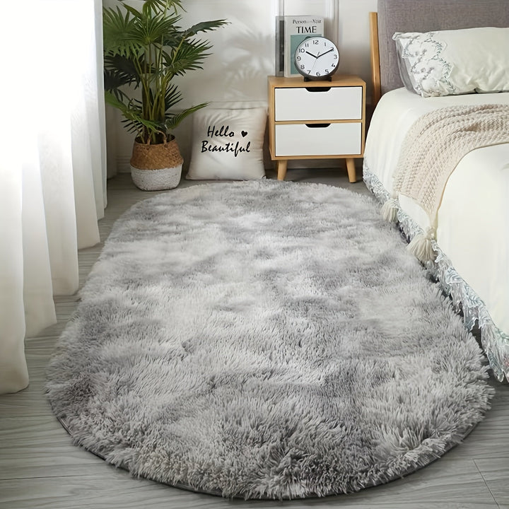 Suave alfombra ovalada de poliéster para dormitorio y sala de estar - Lavable a mano, patrón de mármol gris y blanco, perfecta para mesas de café, puertas y decoración hogareña acogedora, alfombras para vivir.