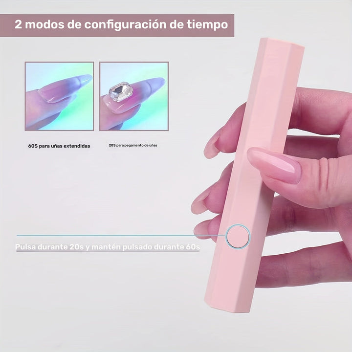 1pc Mini Lámpara De Uñas De Gel LED Recargable, Lámpara De Curado De Uñas LED Portátil, Secador De Uñas, Lámpara De Uñas LED UV De Gel Portátil, Lámpara De Uñas De Gel LED Profesional, Adecuada Para Salón De Uñas En Casa DIY