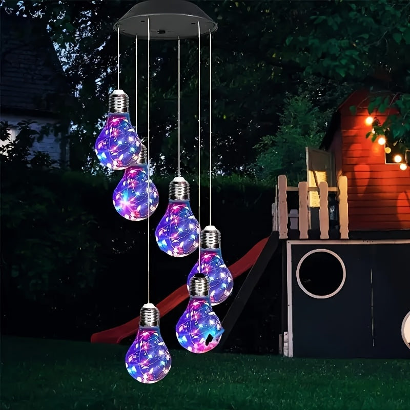 Luces solares LED para exteriores con campanas - Diseño de globo azul y púrpura vibrante, cable de cobre duradero, ideal para decoraciones navideñas en interiores y exteriores, jardín, terraza, fiestas, Acción de Gracias, Navidad, Halloween, Día de San V