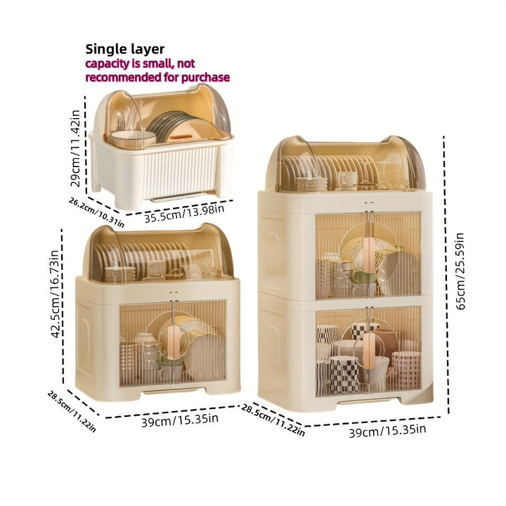 1pc escurridor de platos y bandeja, caja de almacenamiento multi-nivel para tazones y palillos, escurridor compartimentado para tazones y platos, cubiertos multifuncionales con drenaje y almacenamiento, a prueba de polvo para cocina y hogar