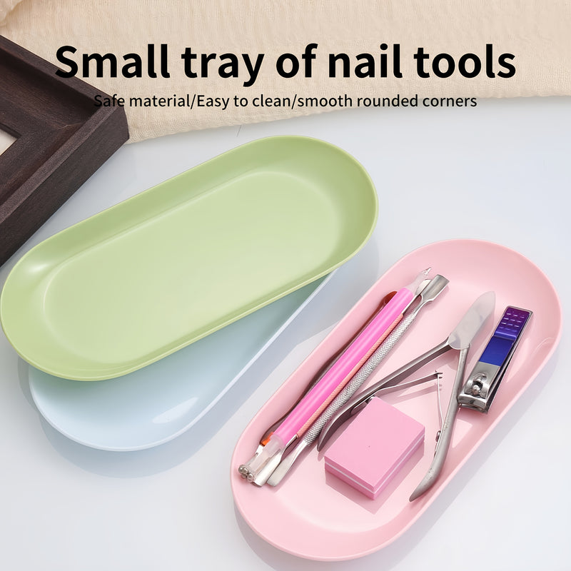 1pc Bandeja para Salón de Uñas - Bandeja Ovalada de Desinfección, Organizador para Técnicos de Manicura y Pedicura, Spa - Superficie Fácil de Limpiar para Almacenar Herramientas de Cuidado de Uñas - Sin Necesidad de Energía, Suministros para Salones y Ho
