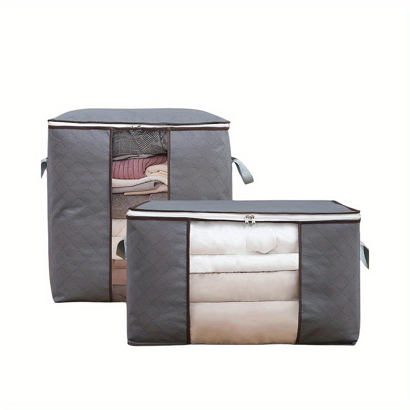 1pc Bolsa De Almacenamiento De Ropa De Gran Capacidad Con Asa Reforzada, Cremallera Resistente, Para Edredones, Mantas, Ropa De Cama