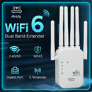 2025 Nuevo Potente Amplificador de WiFi, Repetidor de WiFi, 1200Mbps WiFi, Enchufe de EE. UU. (100-240V) para Cobertura en Hogares/Oficinas, Amplificador de Señal de WiFi de Alta Velocidad con Fuertes 6 Antenas - Puerto de Ethernet Conectado, Señal Poten