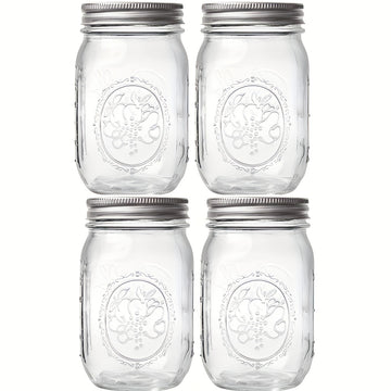 250ml/500ml 4/8pcs Tarros de Vidrio Mason con Tapas Redondas, Reutilizables para Enlatado, Fermentación, Conserva, Avena Nocturna, Mermelada, Frutas y Snacks, Contenedores y Accesorios de Cocina