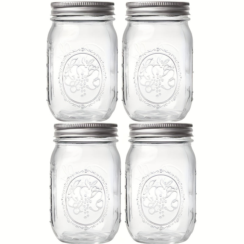 250ml/500ml 4/8pcs Tarros de Vidrio Mason con Tapas Redondas, Reutilizables para Enlatado, Fermentación, Conserva, Avena Nocturna, Mermelada, Frutas y Snacks, Contenedores y Accesorios de Cocina