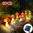 Luces solares para jardín en forma de hongo, 8 modos, LED rojo y amarillo, iluminación para caminos exteriores, decoración para bodas y festividades, energía solar, eficientes y fáciles de instalar, luz solar para exteriores