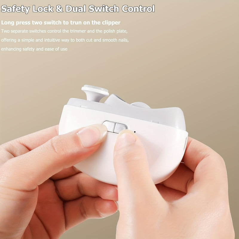 Amoladora de Uñas Eléctrica con Función 2 en 1: Presiona y Mantén por 3 Segundos para Activar, Velocidades Ajustables (2 Niveles), Herramienta Portátil Automática con Almacenamiento Integrado y Protector de Seguridad – Esencial para el Hogar y Viajes