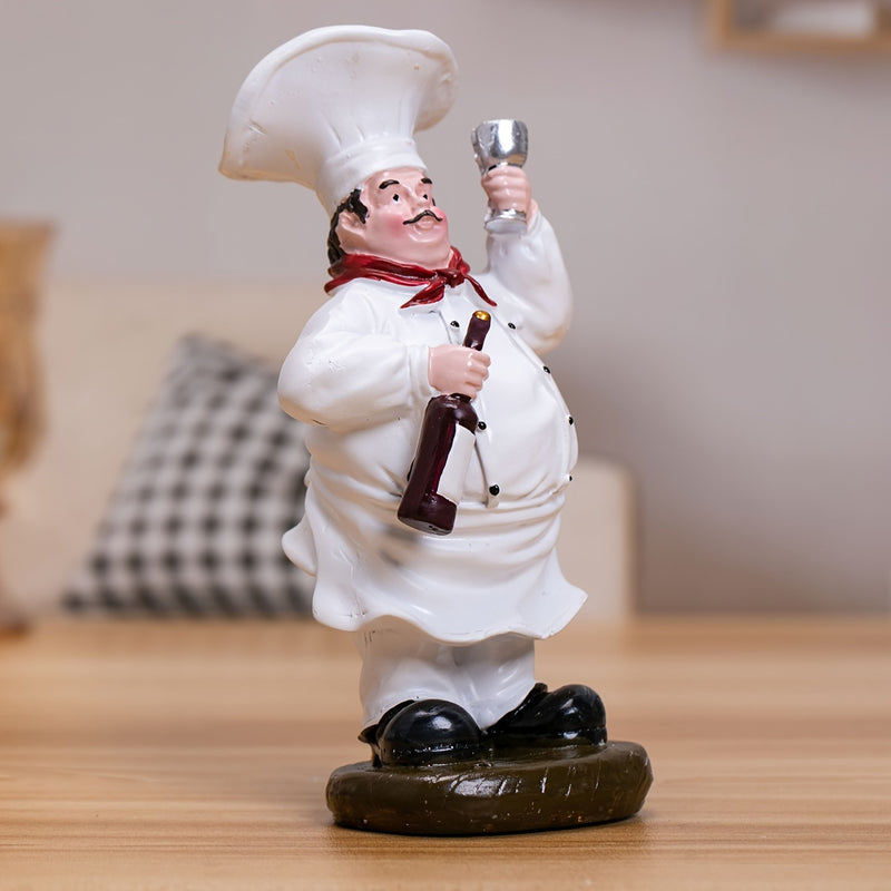 1 Unidad, Botella De Vino Decoración Resina Chef Estatuilla Escultura Miniatura Navidad Cocina Mesa Restaurante Adornos Decoración Para La Decoración Del Hogar