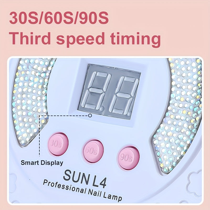 Lámpara LED para uñas con sensor inteligente y pantalla LCD - Lámpara de secado rápido de esmalte en gel de alta potencia, portátil con USB, luz LED para uso en casa y salón, sin olor, blanca, dispositivo con USB, diseño compacto, plástico duradero, para