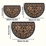 1 pieza, Alfombra Semicircular con Patrón de Rayas Negras y Reverso Polar, Antideslizante, Lavable a Máquina en Fibra de Poliéster, Adecuada para Cocina, Comedor, Pasillo, Baño, Dormitorio, Decoración del Hogar, Uso Todo el Año