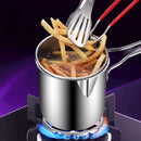2 Piezas de Ollas para Freír en Acero Inoxidable con Rejilla Integrada - Cesta para Freír, Diseño Compacto Ahorrador de Espacio, Sistema de Drenaje Fácil de Limpiar para Cocina Hogareña o Comercial - Ideal para Papas Fritas, Pollo y Pescado - Construcció