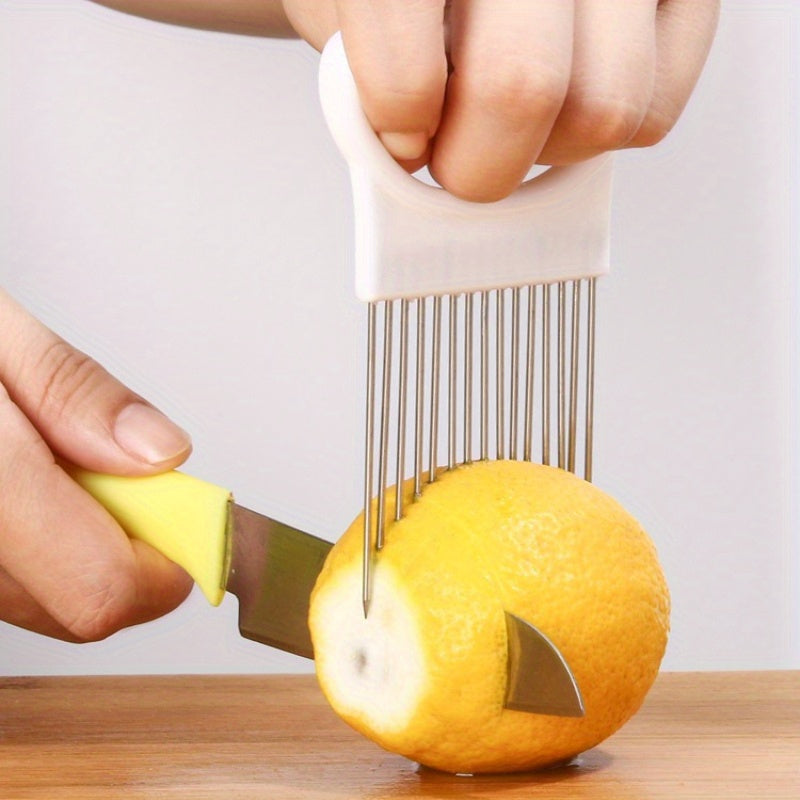 Utensilio de Cocina Multifuncional de Acero Inoxidable para Cortar Cebollas, Carne y Frutas – Mango Ergonómico, Diseño Resistente al Óxido, Sin Necesidad de Electricidad, Rebanador de Verduras