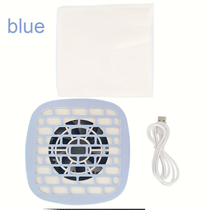 Mini aspiradora de uñas con enchufe USB y filtro - Recogedor de polvo de uñas compacto para uso en escritorio, blanco/azul, operación silenciosa, no necesita batería, perfecto para manicuras de alta calidad en salón, limpiador de polvo de uñas, accesorio