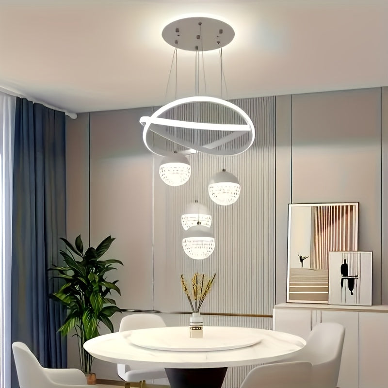 Lámpara de techo moderna con luces LED, montaje semienterrado con decoración de cristal, marco de metal, hardware de instalación fácil, para comedor, apartamento o bar, iluminación de techo | Acabado metálico elegante | Luces LED regulables, lámparas par