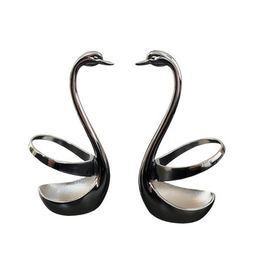 2 piezas de soportes verticales de base de cisne de acero inoxidable, utilizados para almacenamiento y exhibición de vajilla en el hogar y restaurantes, organizador de cubiertos | Vajilla elegante | Soporte duradero
