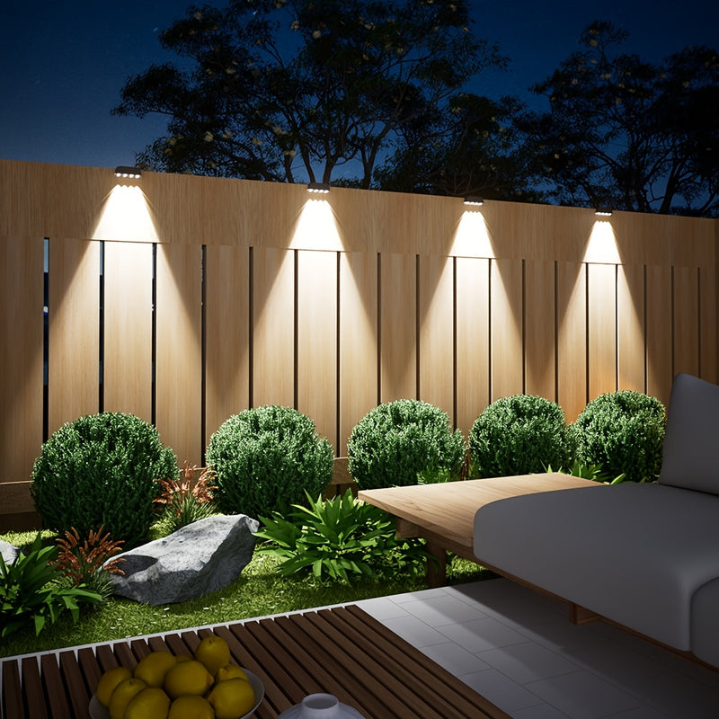 Conjunto de 4 Luces Solares para Exteriores IP44, Iluminación LED Energéticamente Eficiente para Paredes en Jardín, Patio, Escaleras de Villa y Decoración Exterior - Fácil Instalación, Sin Necesidad de Control Remoto