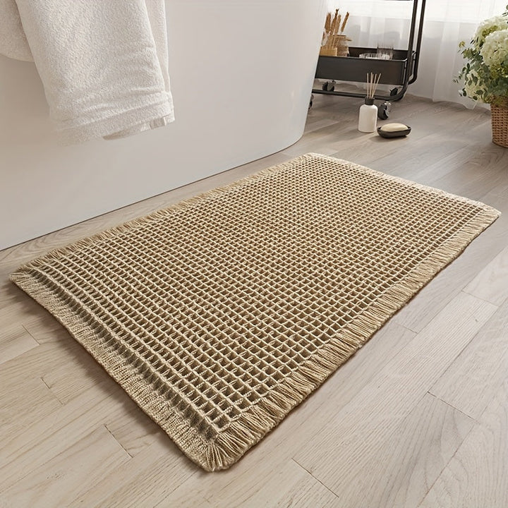 Alfombra suave para baño, diseño de tejido waffle, absorbente y antideslizante, ideal para baño, dormitorio, entrada, cocina o inodoro
