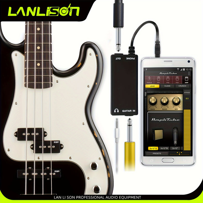 Adaptador de Audio Lanlison - Conecta Guitarra, Bajo, Altavoz, Batería Eléctrica y Piano a Smartphone para Grabación y Efectos, Convertidor, Línea
