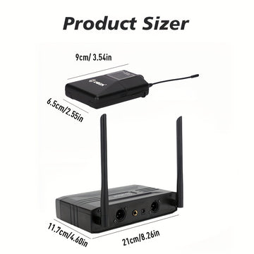 Sistema de micrófono inalámbrico profesional LMBGM con 1 micrófono de solapa y 1 micrófono de diadema para presentaciones en escenarios, conferencias, aulas, conferencias, coros, bodas, etc. - Conector XLR, sin batería, sin función de carga, alimentación