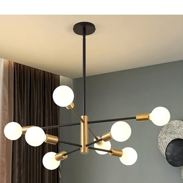1 pza. de 8 cabezales o 6 cabezales, lámpara de araña de metal estilo loft, retro, hierro artístico, redonda, tipo satélite, para bares, restaurantes, salas, villas, luces de ingeniería, cabezal para lámpara E26-E27 sin foco