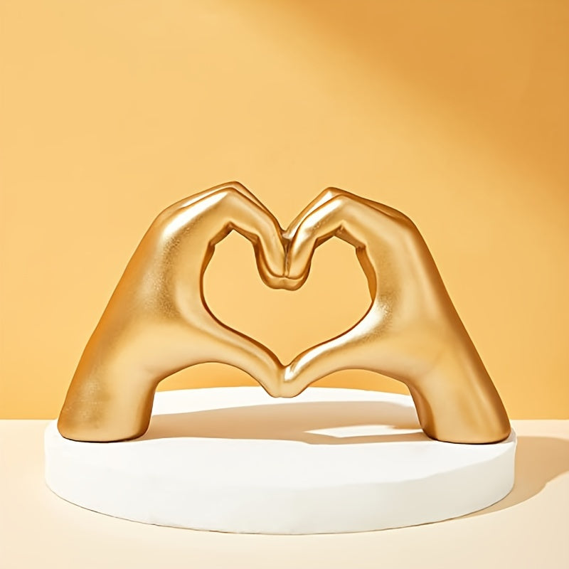 [Corazón de Resina Escultura de Dedo] Escultura de Dedo en Forma de Corazón de Resina - Estatua de Gesto de Amor Encantador para Decoración del Hogar y Oficina - Perfecto para Estantes, Mesas de Café y Libreros