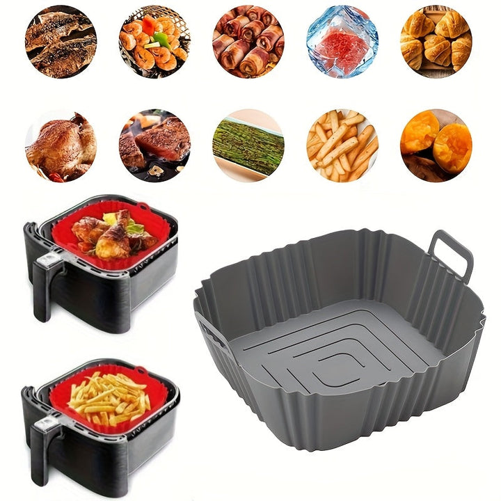 Revestimiento de silicona para freidora de aire - Bandeja de pizza y pollo frito reutilizable, accesorio de cocina de alta temperatura