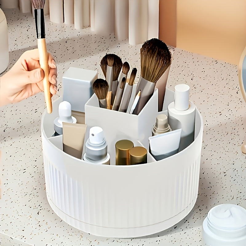 1pc Organizador de cosméticos giratorio de 360 grados, diseño simplista, plástico ABS duradero, ideal para dormitorio, tocador, almacenamiento de baño - Opciones blanco/verde