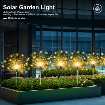 4 Luces de Jardín LED con Fuegos Artificiales Solares - 8 Modos de Cuento de Hadas, Luces Multicolor para Exteriores, Ideales para Ramadán, Navidad, Halloween, Cafeterías y Centros Comerciales, Calidad Alta IP44, Iluminación Solar Colgante