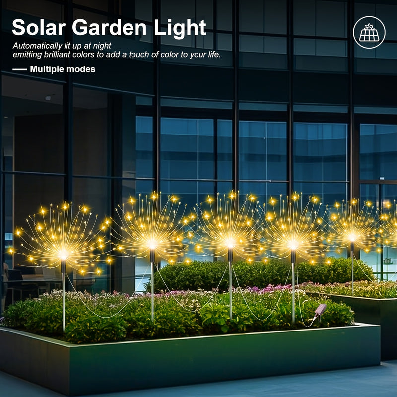 4 Luces de Jardín LED con Fuegos Artificiales Solares - 8 Modos de Cuento de Hadas, Luces Multicolor para Exteriores, Ideales para Ramadán, Navidad, Halloween, Cafeterías y Centros Comerciales, Calidad Alta IP44, Iluminación Solar Colgante