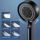 Cabeza de ducha de alta presión CelestiaFlow Luxury 5 funciones - Atomización premium, pulsos, lluvia y modos de ola, elegante cabeza de ducha de spa montada en la pared negra para una experiencia de baño en casa inigualable, patrones de pulverización ve