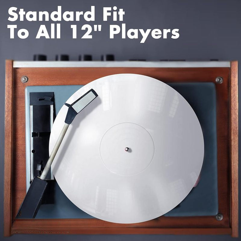 Alfombrilla de Acrílico Blanca para Tocadiscos - 30.48cm Plancha Antideslizante para Tocadiscos de Vinilo - Cubierta Antiestática, Reduce Ruido y Estática - Calidad de Bajos Más Fuertes, Material Duradero de PMMA, Protege de Polvo y Residuos, Alfombrilla