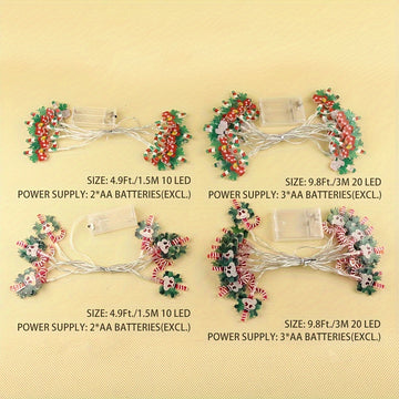 1pc Luces de Cadena de Acrílico Nuevas de Navidad con Forma de Muleta de Caramelo 1.5m 10LED Luces de Cadena LED Navideñas Brillantes 10 LED Luces de Navidad con Pilas Luminosas Luces de Cadena de Hadas de Muleta de Caramelo para Decoración de Chimenea d