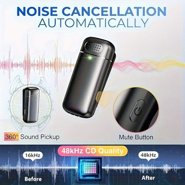 Micrófono inalámbrico lavaliere con estuche de carga, auto reducción de ruido, adaptador incorporado para grabación de video de teléfono, podcasts, transmisión y entrevistas.