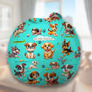 Funda de puf con estampado de perro para niños, cojín de suelo independiente de poliéster suave con cremallera y asa de transporte, almacenamiento versátil para juguetes y ropa, divertido diseño de animales - (relleno no incluido)