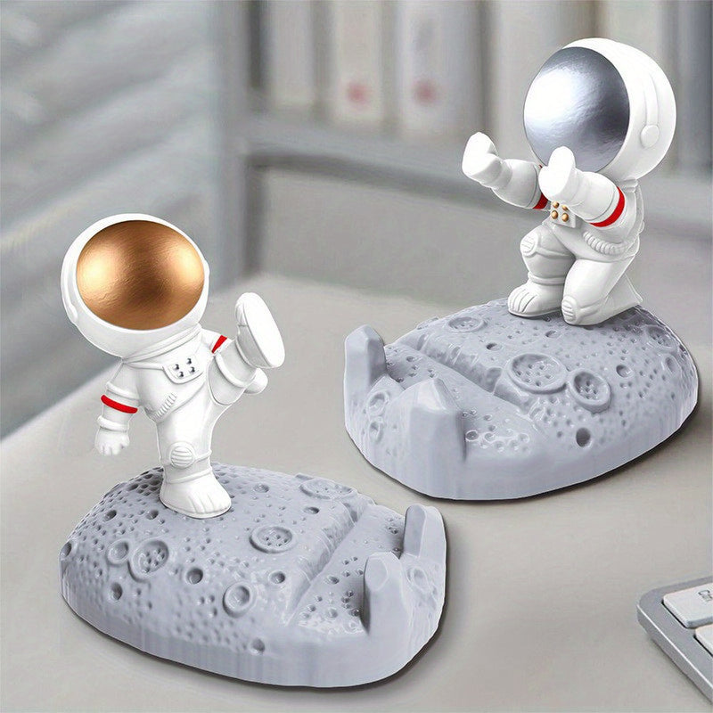 Soporte Creativo para Móvil y Tableta de Astronauta - Material Duradero de ABS, Diseño Divertido de Dibujos Animados con Estatua Dinámica de Astronauta, Perfecto para el Hogar, Oficina y Clases en Línea, Decoración de Astronautas