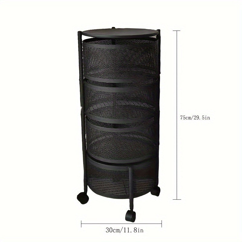 Carrito organizador de almacenamiento móvil giratorio de 3 niveles, carro de servicio de metal de malla con ruedas, estante independiente multiusos para cocina, baño, frutas, verduras, bocadillos - No requiere ensamblaje