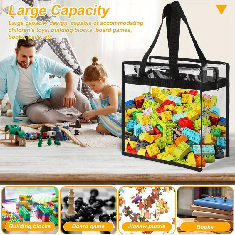 4pcs Bolsas de Plástico Transparente con Cremallera y Asa Suave - Organizador Colgante Versátil para Juguetes, Zapatos y Más - Duradero para Viajes y Uso al Aire Libre, Almacenamiento de Juguetes