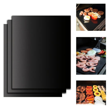 Juego de Alfombrilla para Parrilla de Barbacoa Resistente al Calor y Antiadherente de Fibra de Vidrio para Acampar al Aire Libre, con Base de Teflón