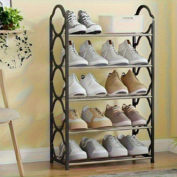Estante de zapatos de acero inoxidable de 5 niveles - Ahorra espacio, fácil montaje, organizador de zapatos de metal resistente para entrada, armario, almacenamiento en casa - Alberga todos los zapatos, organizador de almacenamiento de zapatos, unidad de