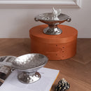 Jabón de cerámica de plata vintage con dos asas, bandeja de pie alto - Perfecto para fregaderos o como organizador de joyas Decoraciones de Halloween, Navidad