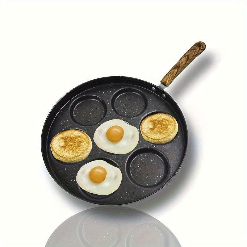 Sartén Antiadherente para Panqueques de Hierro Fácil de Limpiar con 7 Agujeros - Perfecta para Mini Panqueques y Huevos, Ideal para Cocinar en Casa y Aventuras al Aire Libre
