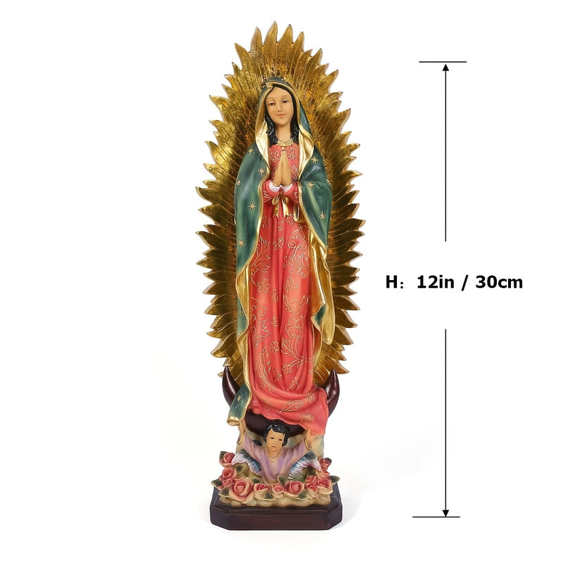 [Estatua de Nuestra Señora de Guadalupe] Estatua Católica Tradicional de María de Resina de 8In/12In/15In, 1ud Figura de Nuestra Señora de Guadalupe - Decoración de Mesa para el Hogar en Pascua y Regalo del Día de la Madre