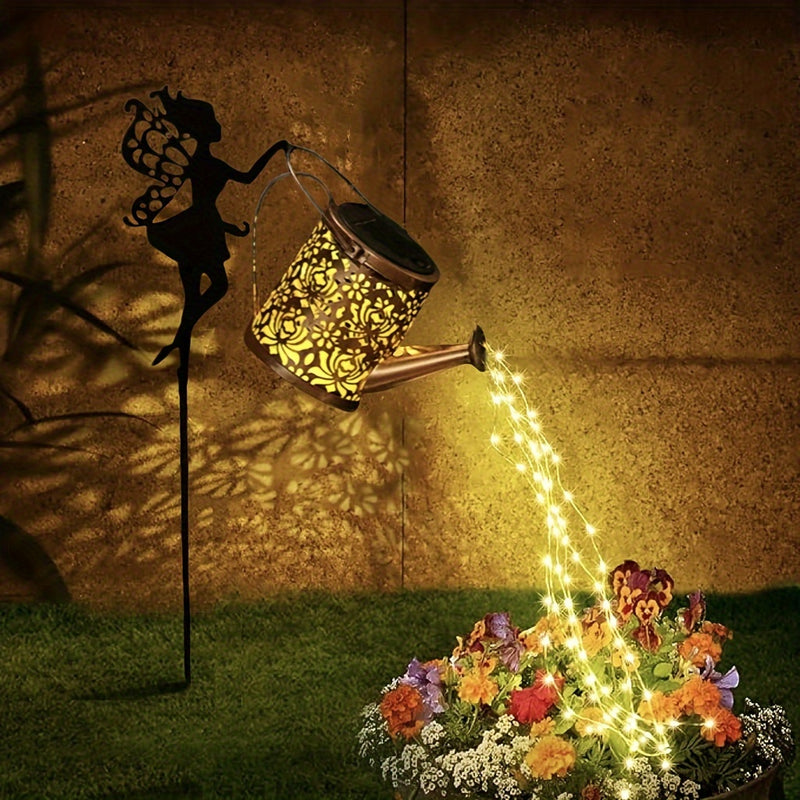 Mairuike Ruider Fairy Solar Water Boiler Light - Decoración de jardín al aire libre con candelabro de borla, tanque de agua solar y linterna de patio, resistente al plástico y el hierro, eficiente en energía para el patio trasero, porche y jardín - Regal