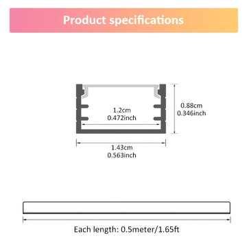 Conjunto de 10 Canales de Iluminación LED Dorados de Aluminio de 1.65 pies / 0.5 m, Tamaño Exterior de 15x9 mm, Montaje Oculto o Superficial con Clips de Montaje, Diseño Duradero en Forma de U para una Fácil Instalación
