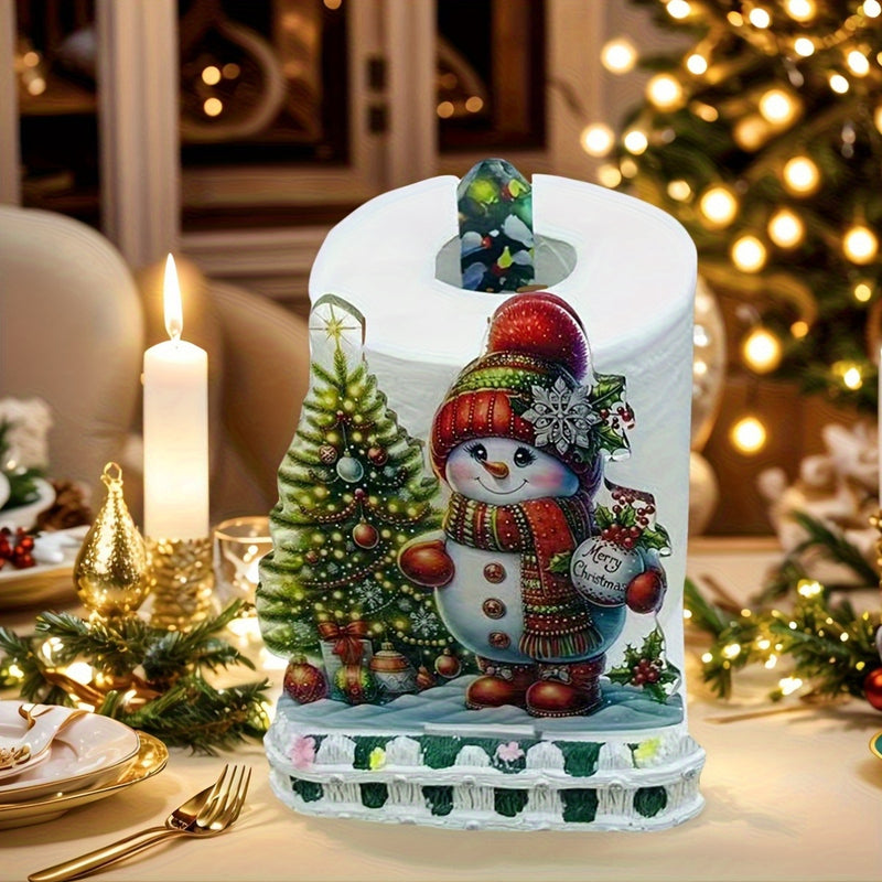 1 unidad de Soporte de toalla de papel de Chef Muñeco de Nieve Festivo - Resina, Montaje de superficie, Ideal para decoración de cocina y baño, con diseño temático de Navidad, Decoraciones de Navidad
