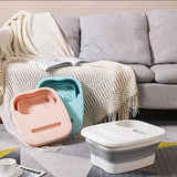 Balde Plegable Grande - Diseño Bicolor Portátil para Uso Doméstico, Cubo de Plástico Duradero para Lavandería y Remojado de Pies, Sin Necesidad de Electricidad, Ideal para Lavar la Cara, Cuidado de Manos y Regalos Festivos (Navidad/Halloween), Esencial d