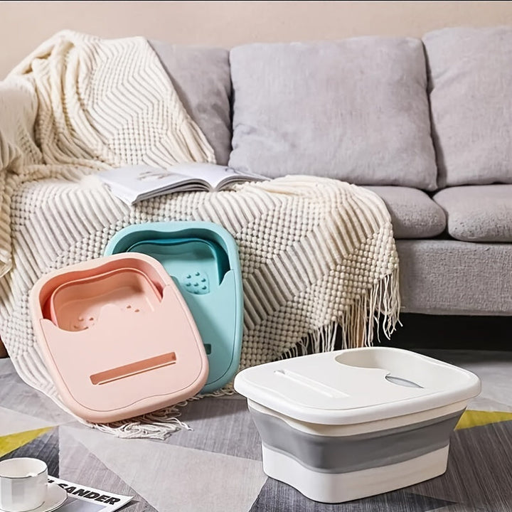 Balde Plegable Grande - Diseño Bicolor Portátil para Uso Doméstico, Cubo de Plástico Duradero para Lavandería y Remojado de Pies, Sin Necesidad de Electricidad, Ideal para Lavar la Cara, Cuidado de Manos y Regalos Festivos (Navidad/Halloween), Esencial d